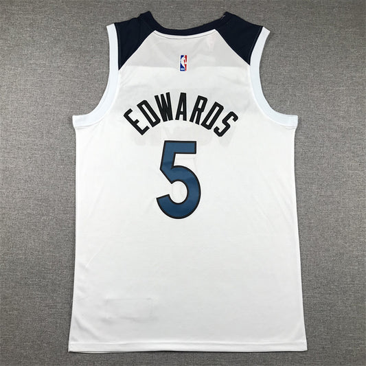 Timberwolves #5 White Jersey