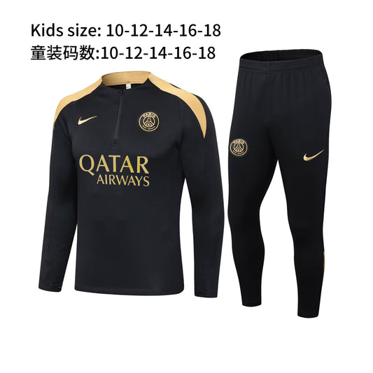 2024-25 Black  Paris  Football Half Pull Training Suit