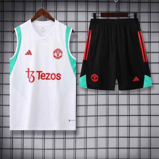 2023/2024 Manchester United pre-match training White Jersey+Shorts 1:1 Thai Quality