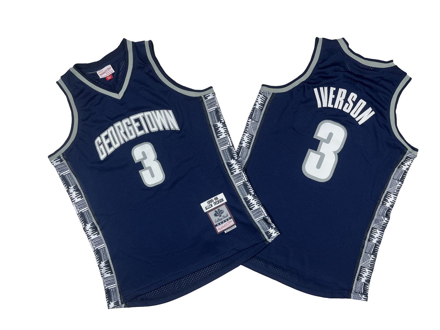 Iverson No. 3 95-96 Mitchell Dark Blue University Edition Jersey - Georgetown University