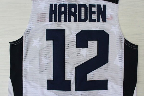 2012 American Dream Team No. 12 Harden White Embroidered Jersey