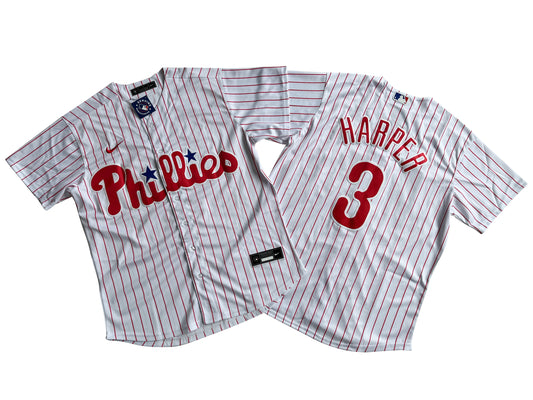 Men's Philadelphia Phillies 3# Bryce Harper White Home Replica Player Name Jersey