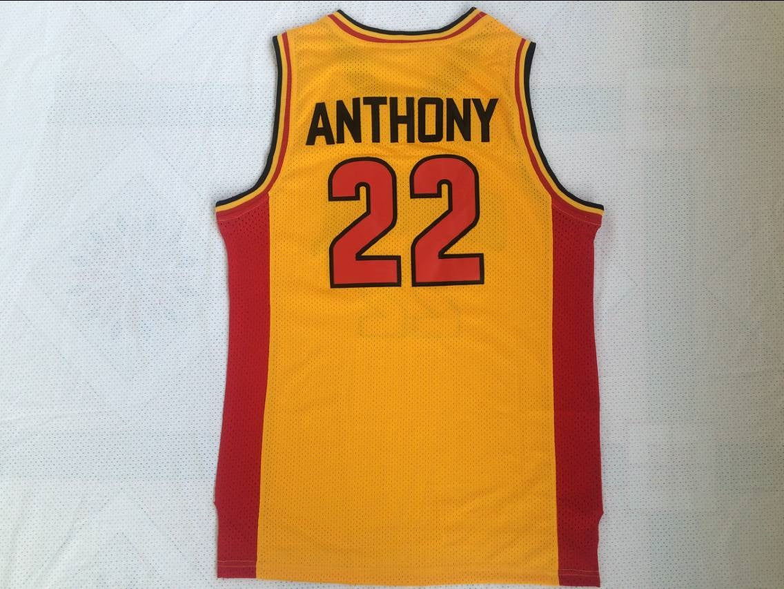 NCAA Oak Hill High School No. 22 Anthony Yellow Premium Mesh Jersey