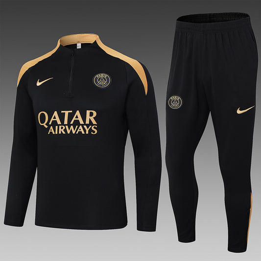 2024-25 Black  Paris Football Half Pull Training Suit