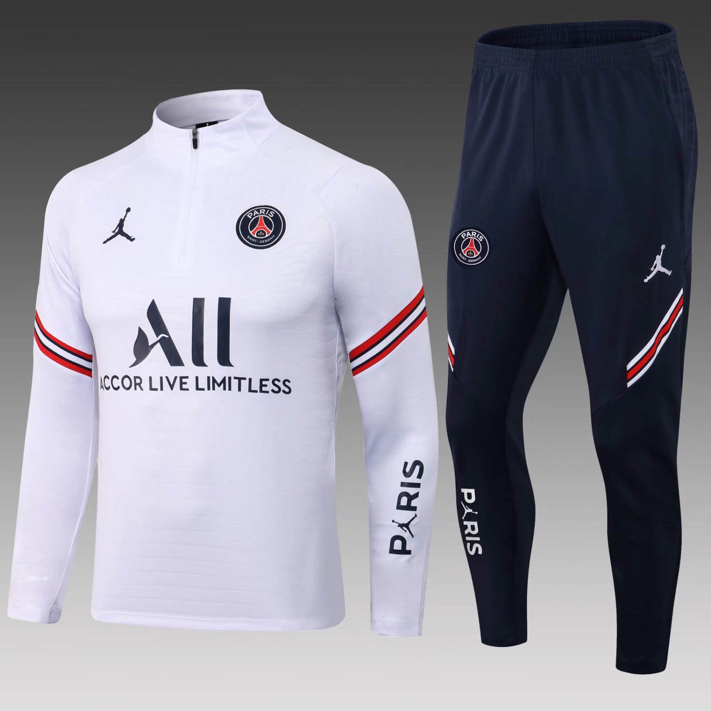 2021/2022 Psg Paris Saint-Germain Half-Pull Training Suit White