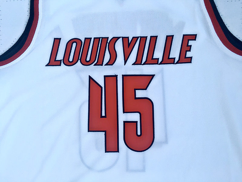 NCAA University of Louisville No. 45 Donovan Mitchell white embroidered jersey