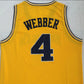 NCAA University of Michigan No. 4 Chris Webber Yellow Premium Mesh Jersey