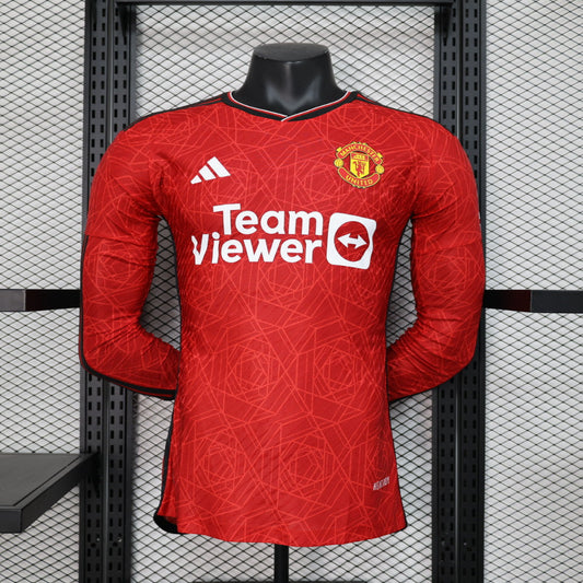 2023/2024 Long Sleeve Player Version Manchester United Home Football Shirt 1:1 Thai Quality