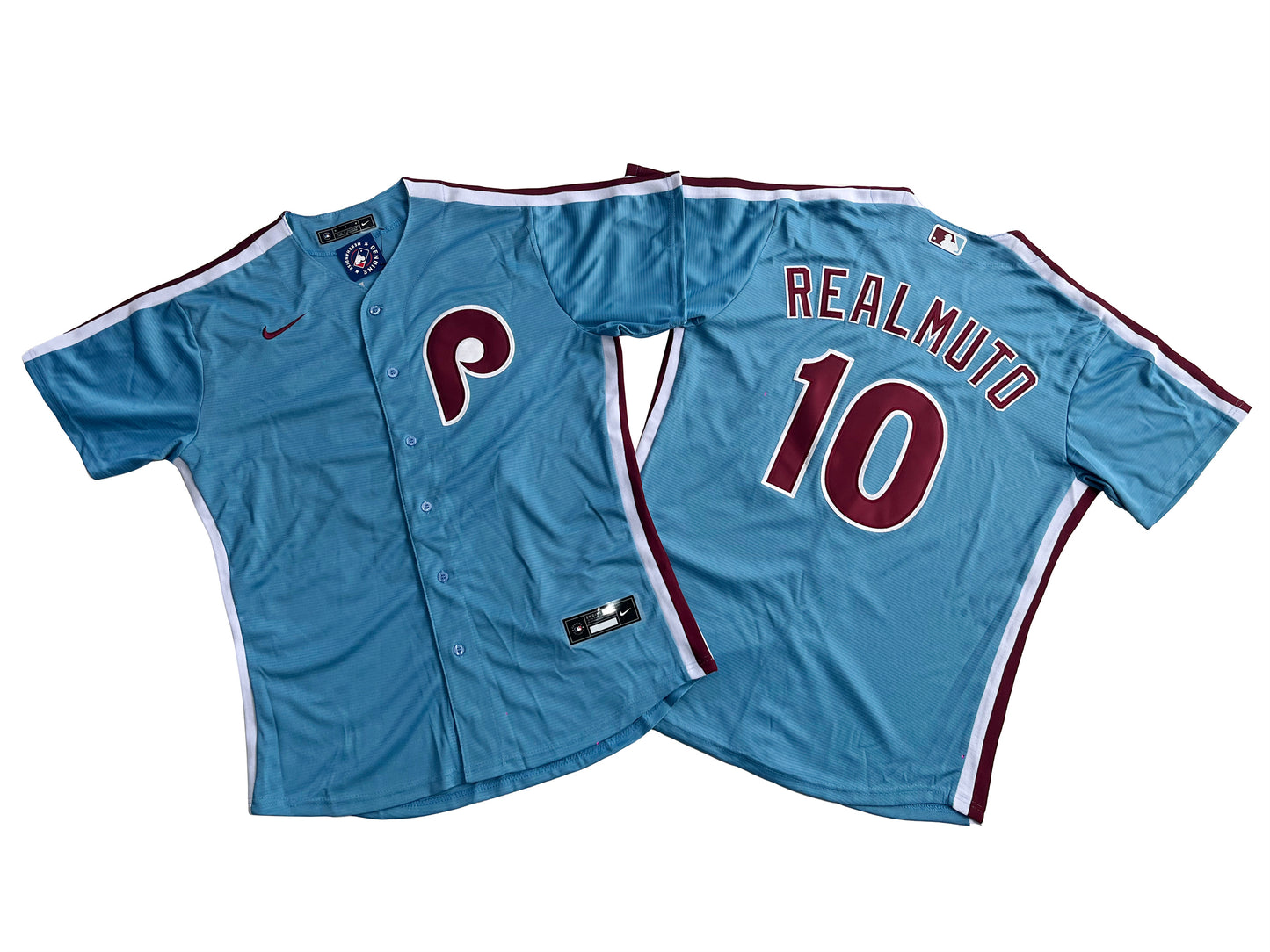 Men's Philadelphia Phillies 10# J.T. Realmuto  Light Blue Player Jersey