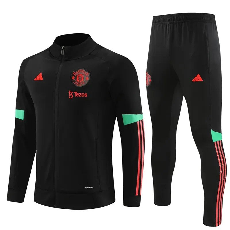 2023/2024 Manchester United Long Zipped Jacket Black Soccer Jersey 1:1 Thai Quality