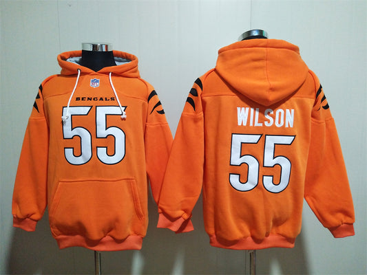 Cincinnati Bengals Orange Hoodie #55 WILSON (With Pockets)