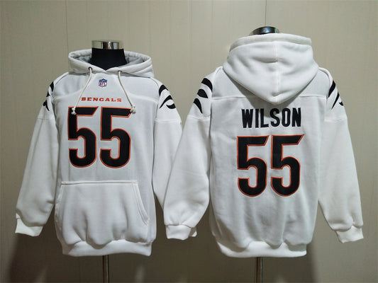 Cincinnati Bengals white Hoodie #55 WILSON (with pockets)