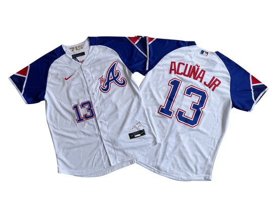 Men's Atlanta Braves Ronald 13# Acua Jr.  White City Connect Limited Player Jersey