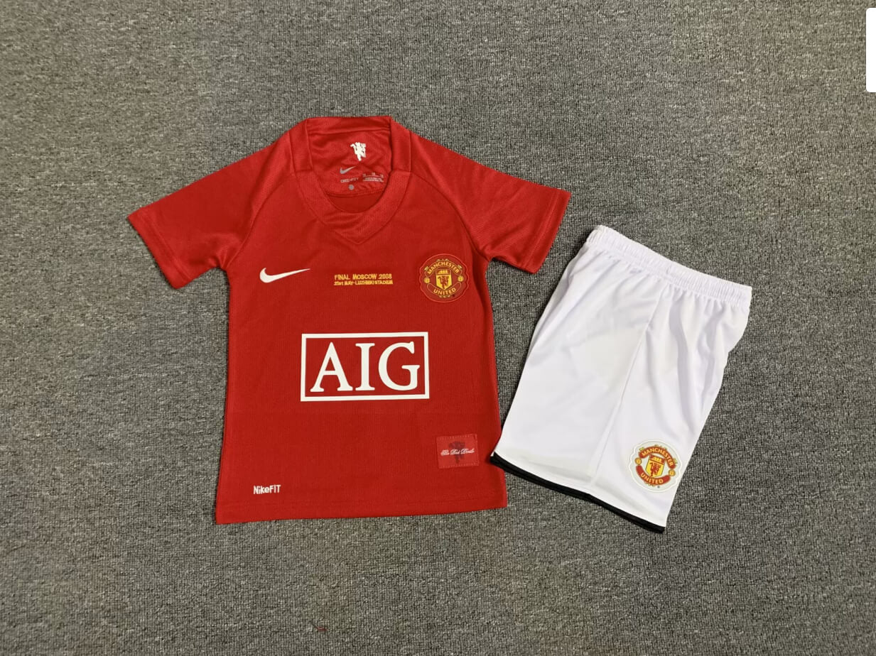 2007/2008 Retro Kids Size Manchester United Home Football Shirt 1:1 Thai Quality