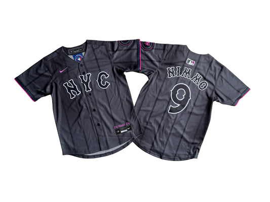 KID Youth New York Mets Brandon Nimmo #9 Graphite 2024 City Connect Limited Player Jersey