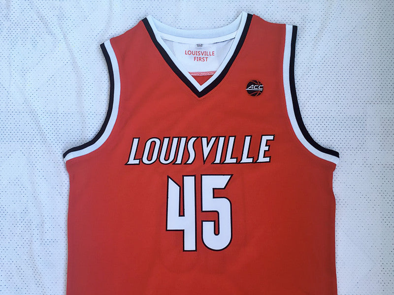 NCAA University of Louisville No. 45 Donovan Mitchell red embroidered jersey