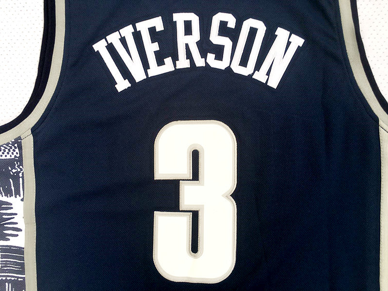 NCAA Georgetown University No. 3 Allen Iverson dark blue jersey