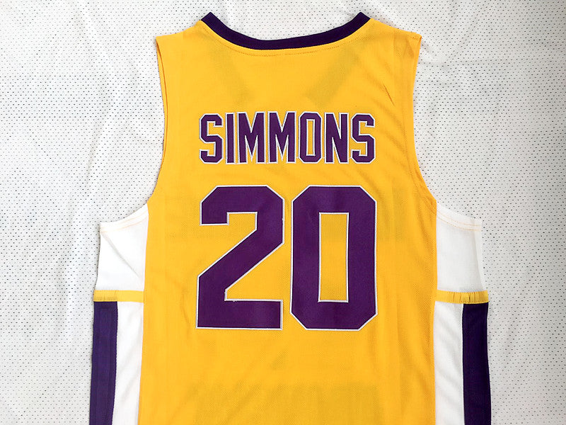 Simmons High School No. 20 yellow densely embroidered jersey