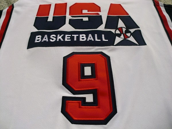 1：1Double layer solid embroidery player version Mengyi replica #9 Jordan white suit