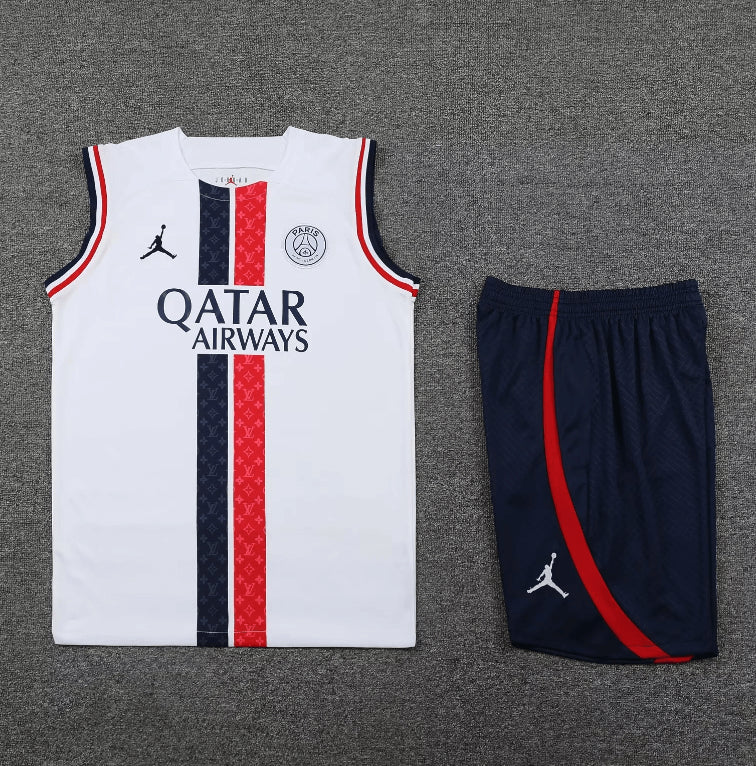 2023/2024 Psg Paris Saint-Germain pre-match training White Jersey+Shorts 1:1 Thai Quality