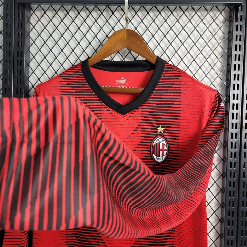 2023/2024 Long Sleeve AC Milan Home Soccer Jersey 1:1 Thai Quality