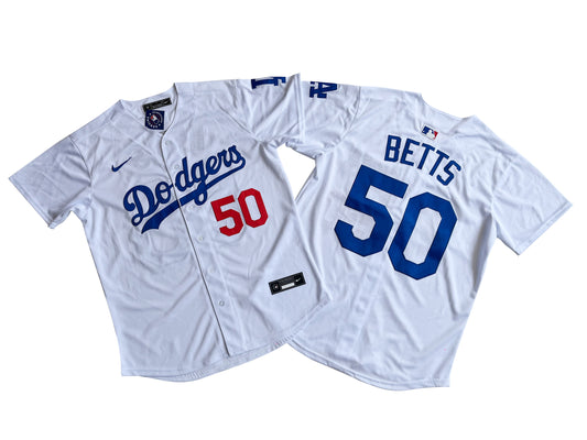 Men's Los Angeles Dodgers Mookie Betts #50White Home Limited Player Jersey