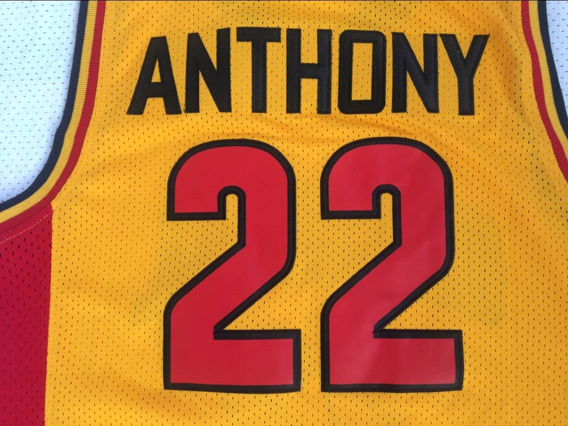 NCAA Oak Hill High School No. 22 Anthony Yellow Premium Mesh Jersey