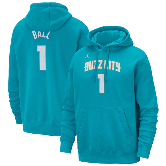 LaMelo Ball Charlotte Hornets  2023/24 City Edition Name & Number Pullover Hoodie - Teal