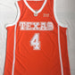 NCAA University of Texas No. 4 Bamba Orange White Embroidered Jersey