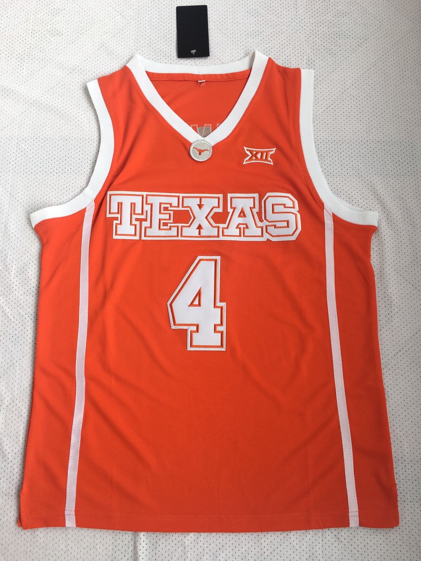 NCAA University of Texas No. 4 Bamba Orange White Embroidered Jersey