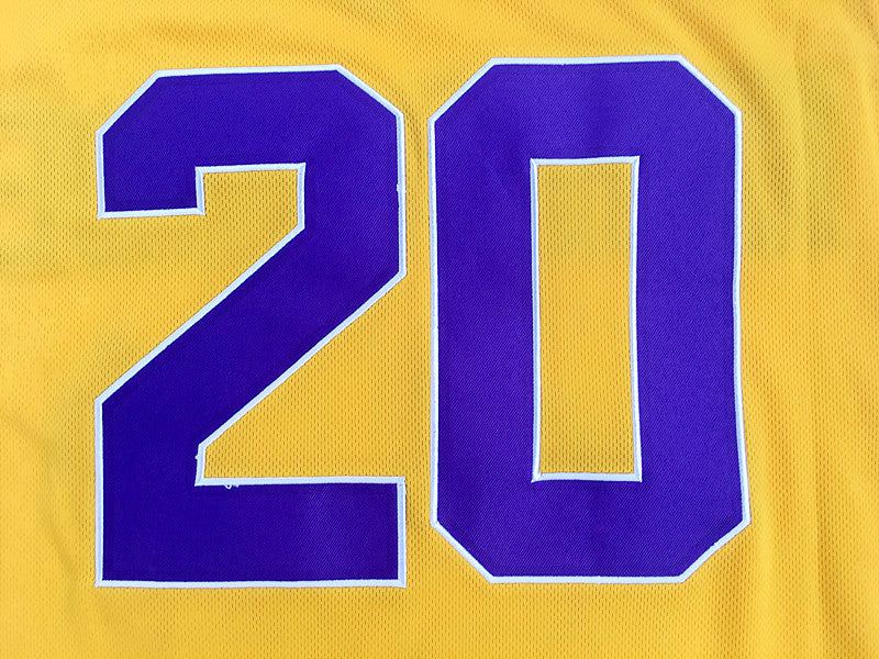 Simmons High School No. 20 yellow densely embroidered jersey