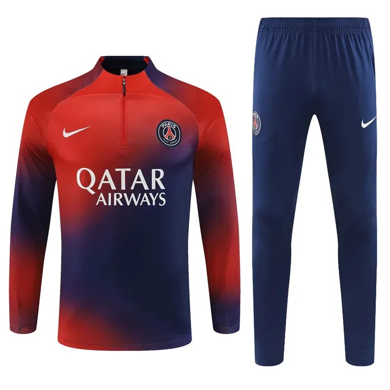 2023/2024 Psg Paris Saint-Germain Half-Pull Training Suit Red-Blue Football Shirt 1:1 Thai Quality