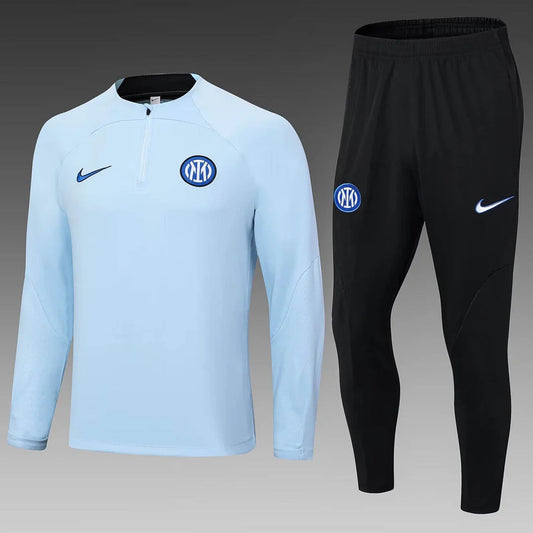 2023/2024 Internazionale Milan Half-Pull Training Suit Light Blue Football Jersey 1:1 Thai Quality Set