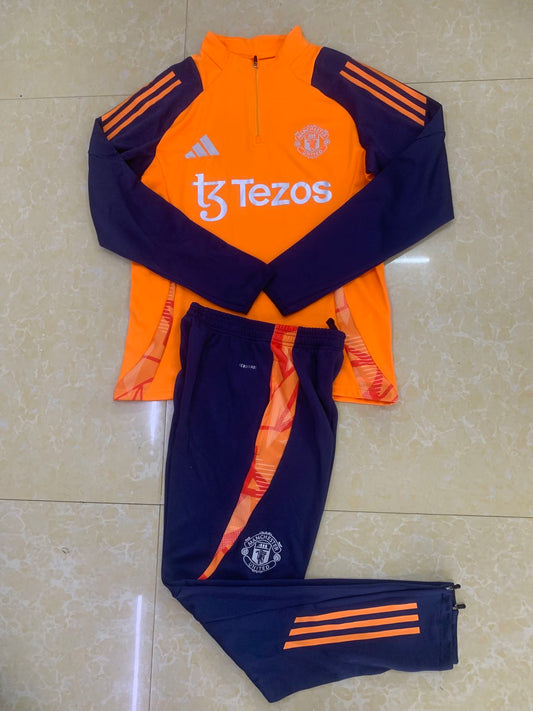 2024-25  Orange Manchester United  Football Half Pull Training Suit