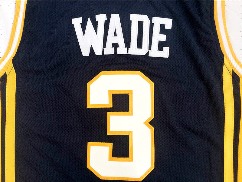 NCAA Marquette University No. 3 Wade dark blue new fabric jersey