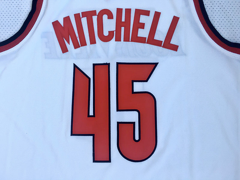 NCAA University of Louisville No. 45 Donovan Mitchell white embroidered jersey