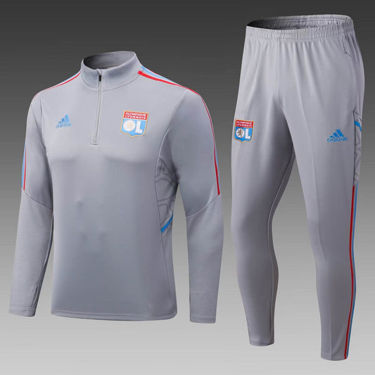 2022/2023 Lyon Half-Pull Training Suit Grey Football Shirt