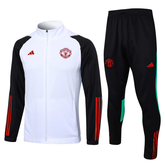 2023/2024 Manchester United Long Zipped Jacket White Soccer Jersey 1:1 Thai Quality