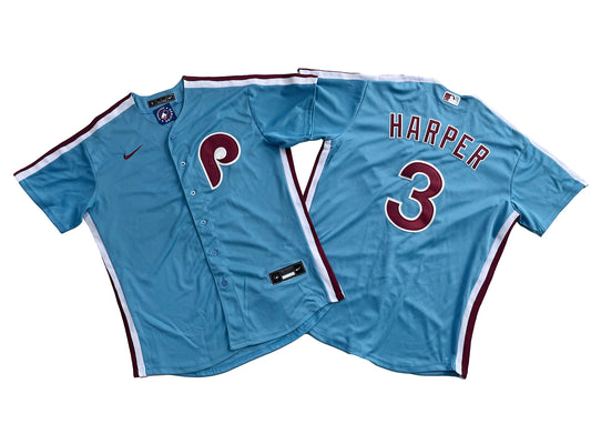 Men's Philadelphia Phillies 3# Bryce Harper  Light Blue Player Jersey