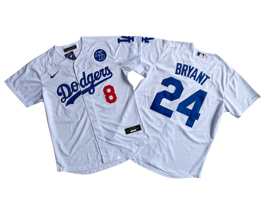 Los Angeles Dodgers 8+24# Kobe Bryant  Royal White Jersey