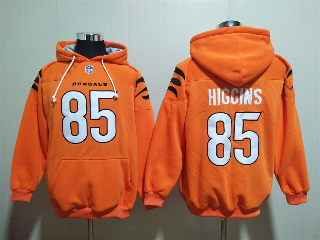 Cincinnati Bengals Orange Hoodie #85 HIGGINS (With Pockets)