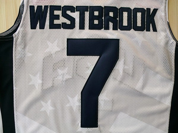 2012 American Dream Team No. 7 Westbrook White Embroidered Jersey