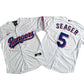 Men's Texas Rangers 5# Corey Seager White Player Jersey