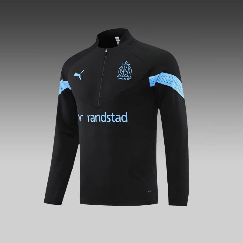 2022/2023 Olympique de Marseille Half-Pull Training Suit Black Football Jersey