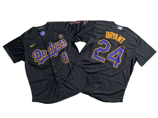 Los Angeles Dodgers 8+24# Kobe Bryant Royal Black Jersey