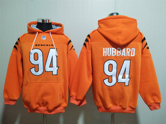 Cincinnati Bengals Orange Hoodie #94 HUBBARD  (With Pockets)