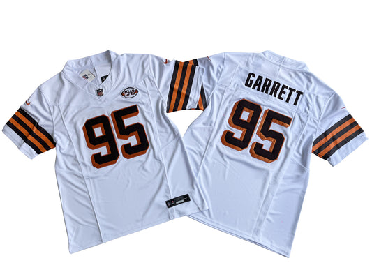 Cleveland Browns 95# Myles Garrett Vintage White Vapor F.U.S.E. Limited Jersey