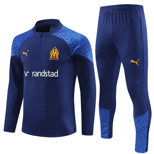 2023/2024 Olympique de Marseille Half-Pull Training Suit Blue Football Jersey