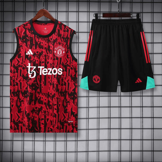 2023/2024 Manchester United pre-match training Red Jersey+Shorts 1:1 Thai Quality