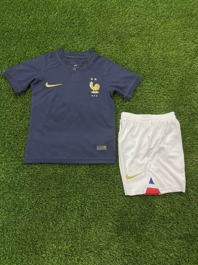 2022 FIFA World Cup France Home Football Shirt Kids Size